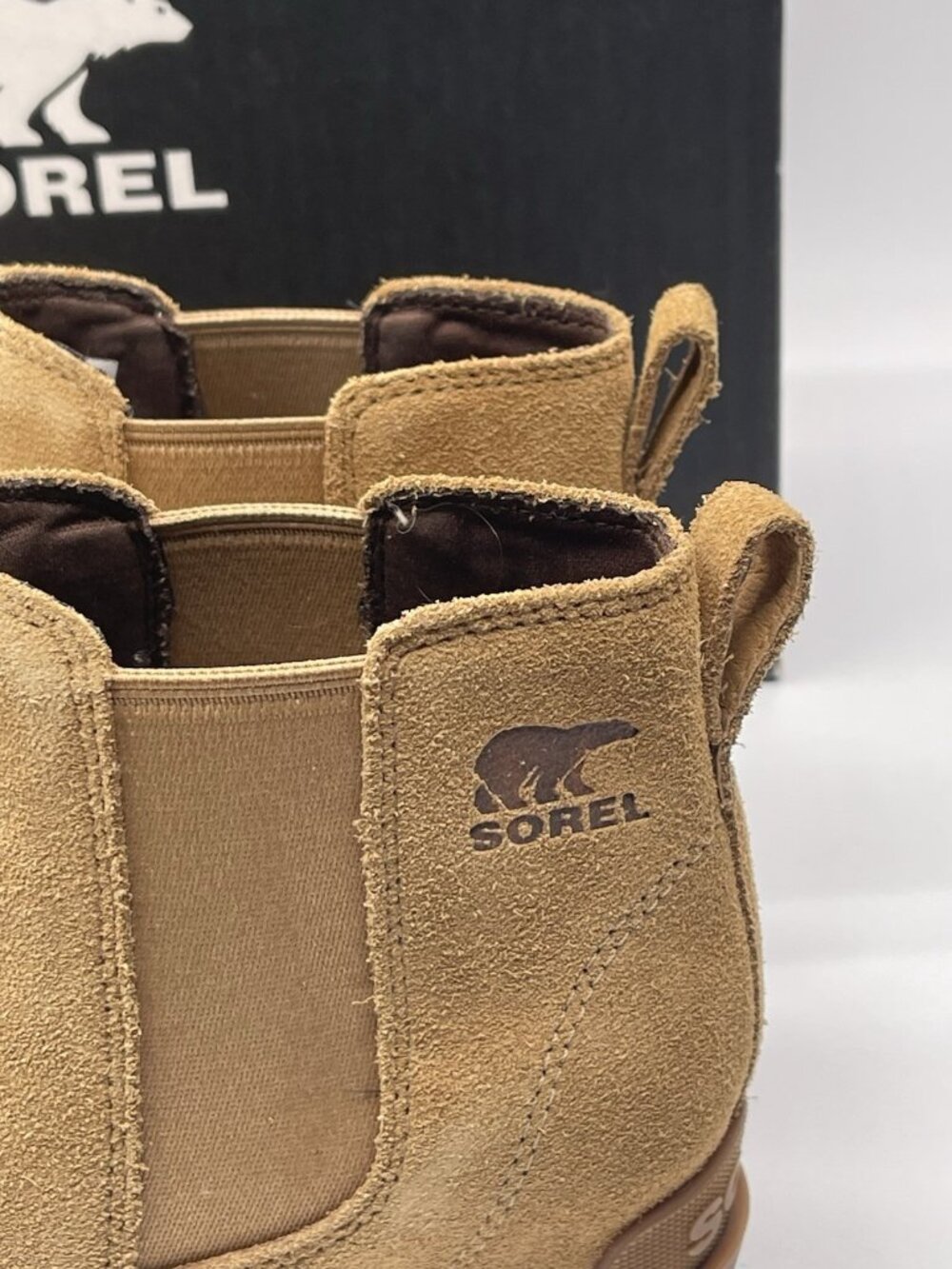 Sorel Women's Evie II Chelsea Boots Womens Size 8 Caribou Buff Gum Leather Suede - Picture 2 of 16